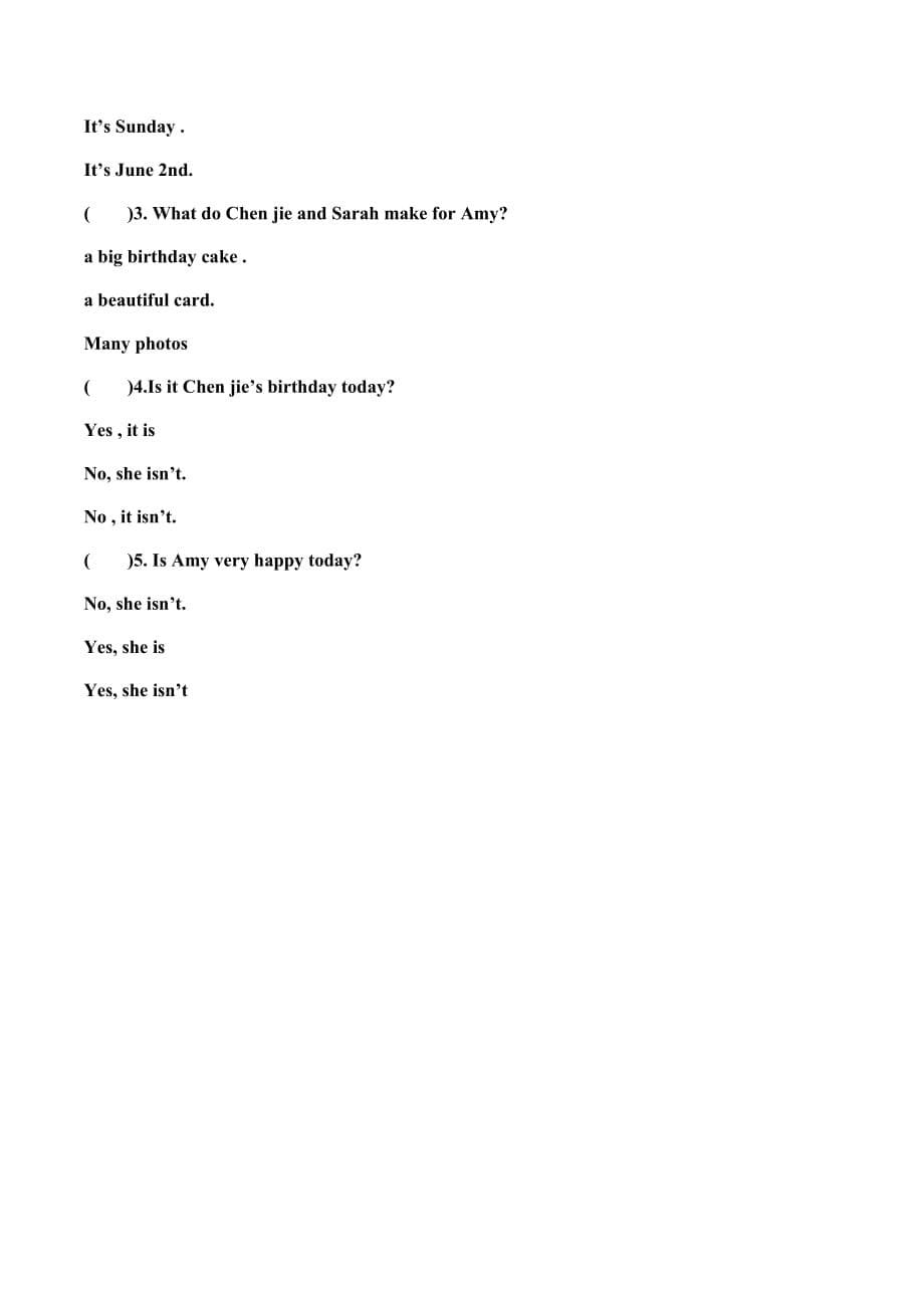 五年级下册英语期中试题含答案_第5页