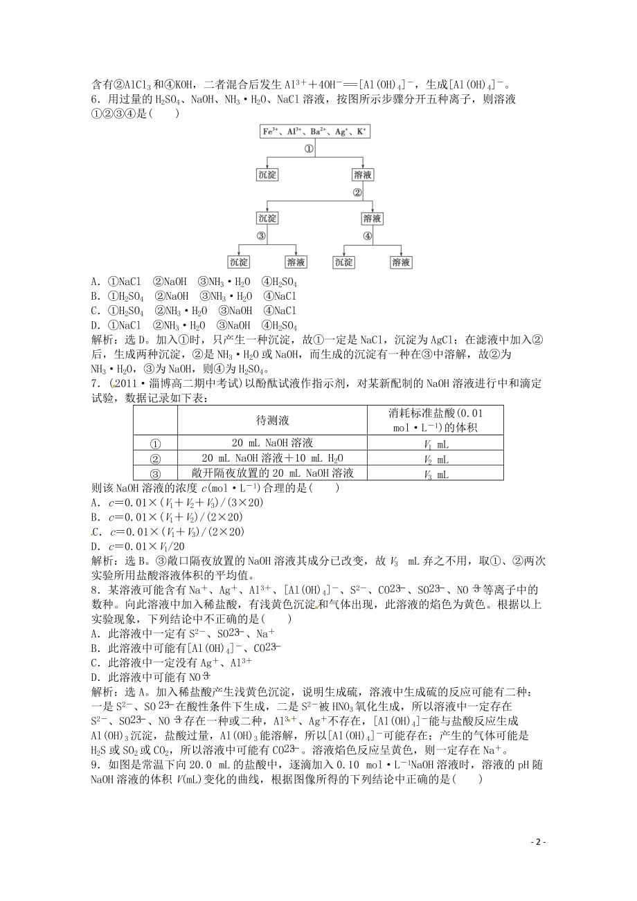 高中化学 3.4《离子反应》第2课时课堂巩固训练2 鲁科版选修4.doc_第2页