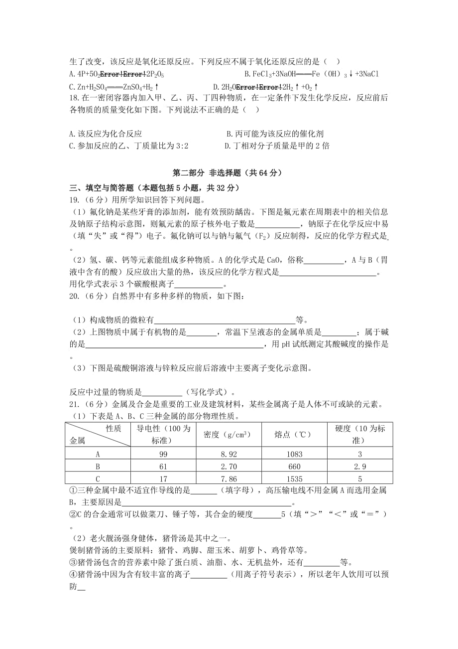 广东省佛山市2020年中考化学真题试题（含答案）(1)_第3页