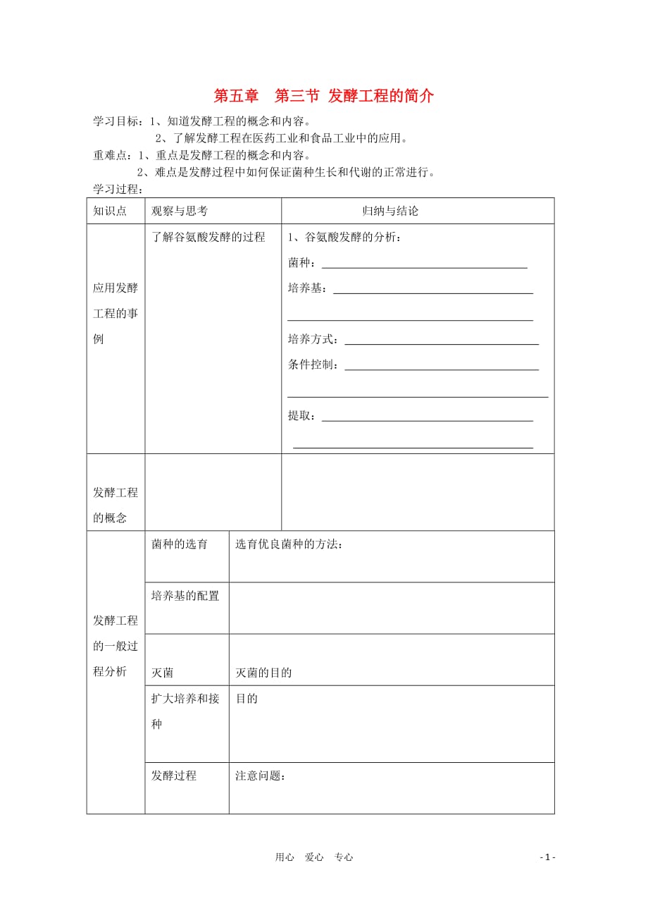 高中生物 第五章 第三节 发酵工程的简介学案 新人教版选修.doc_第1页