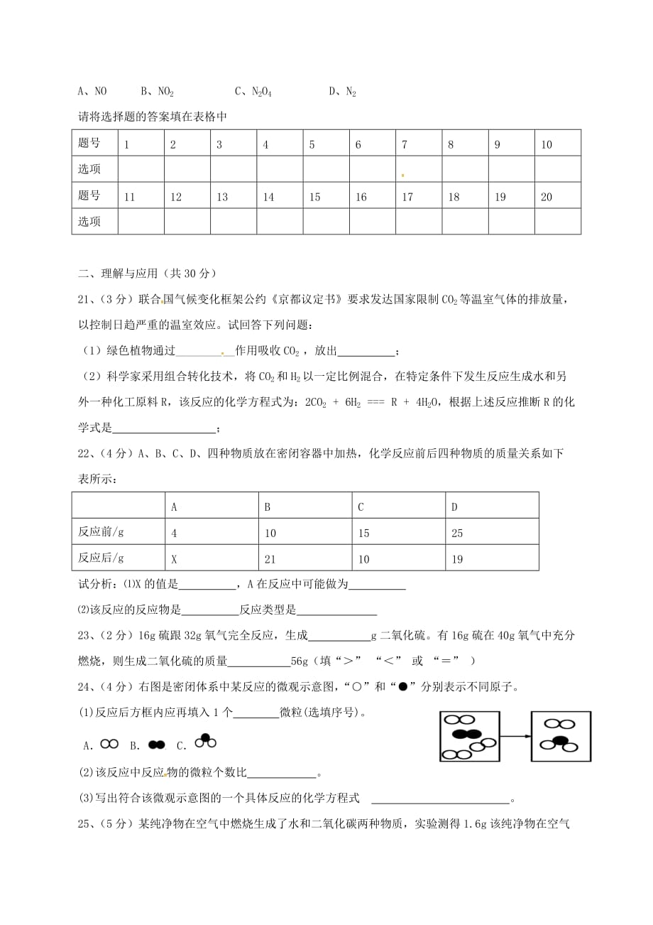 山东省淄博市临淄区第一中学2020学年八年级化学下学期期中试题 新人教版五四制_第4页