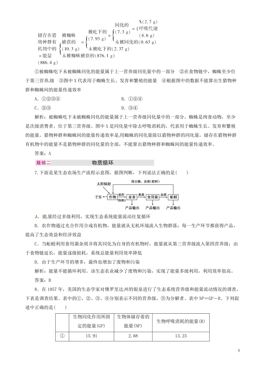 【优化指导】高中生物总复习 小专项滚动练10能量流动和物质循环 新人教版必修3.doc_第3页