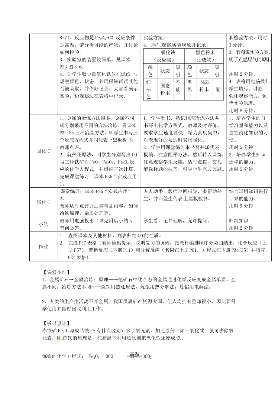 九年级化学下册 8.1金属矿物与金属冶炼教案 湘教版_第2页