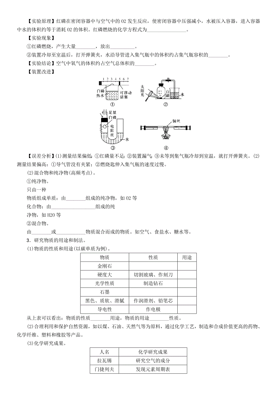 中考命题研究（遵义）2020中考化学 教材知识梳理 第1章 开启化学之门（无答案）_第4页