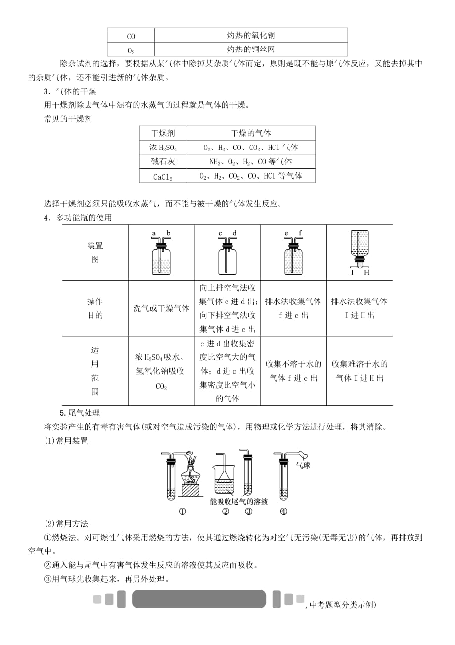 中考命题研究（怀化）2020中考化学 重点题型突破 专题一 常见气体的制取、净化与干燥（无答案）_第3页