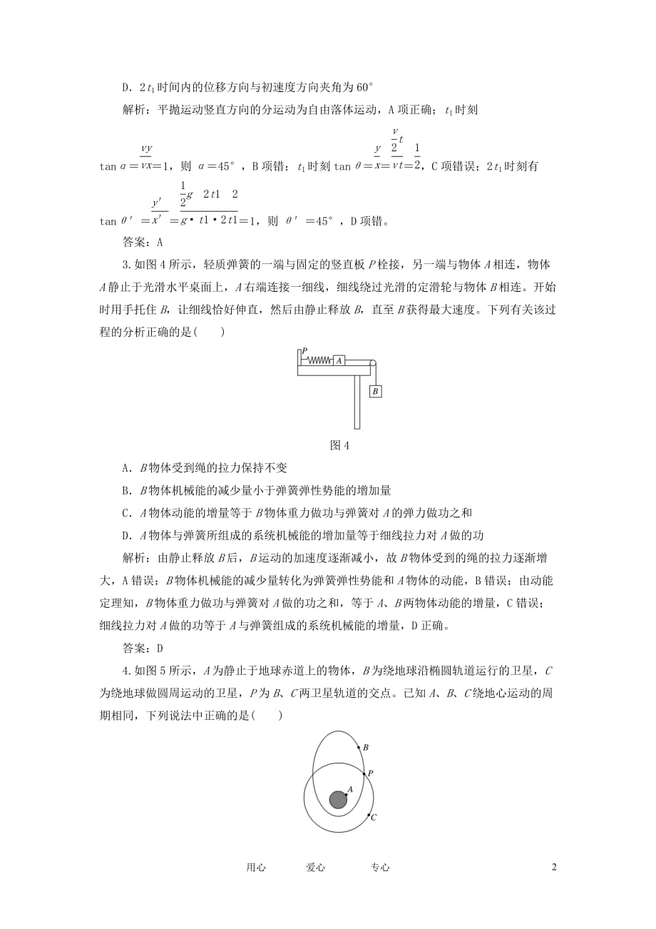 【三维设计】2013高三物理备考复习 第五章 模块知识整合与综合检测 新人教版必修2 （广东专版）.doc_第2页