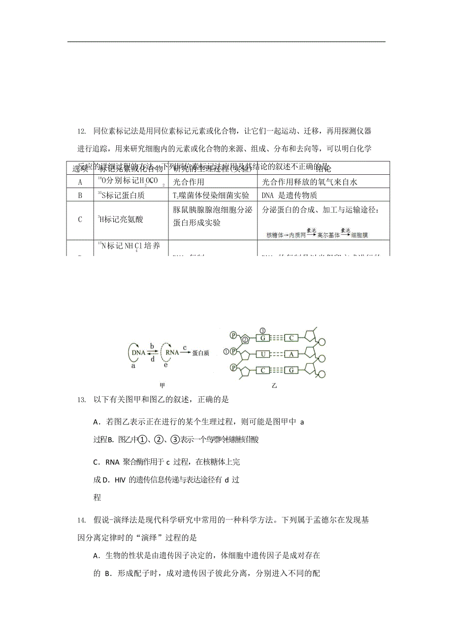 2020届贵州省高三3月“阳光校园空中黔课”阶段性检测生物试题word版_第4页