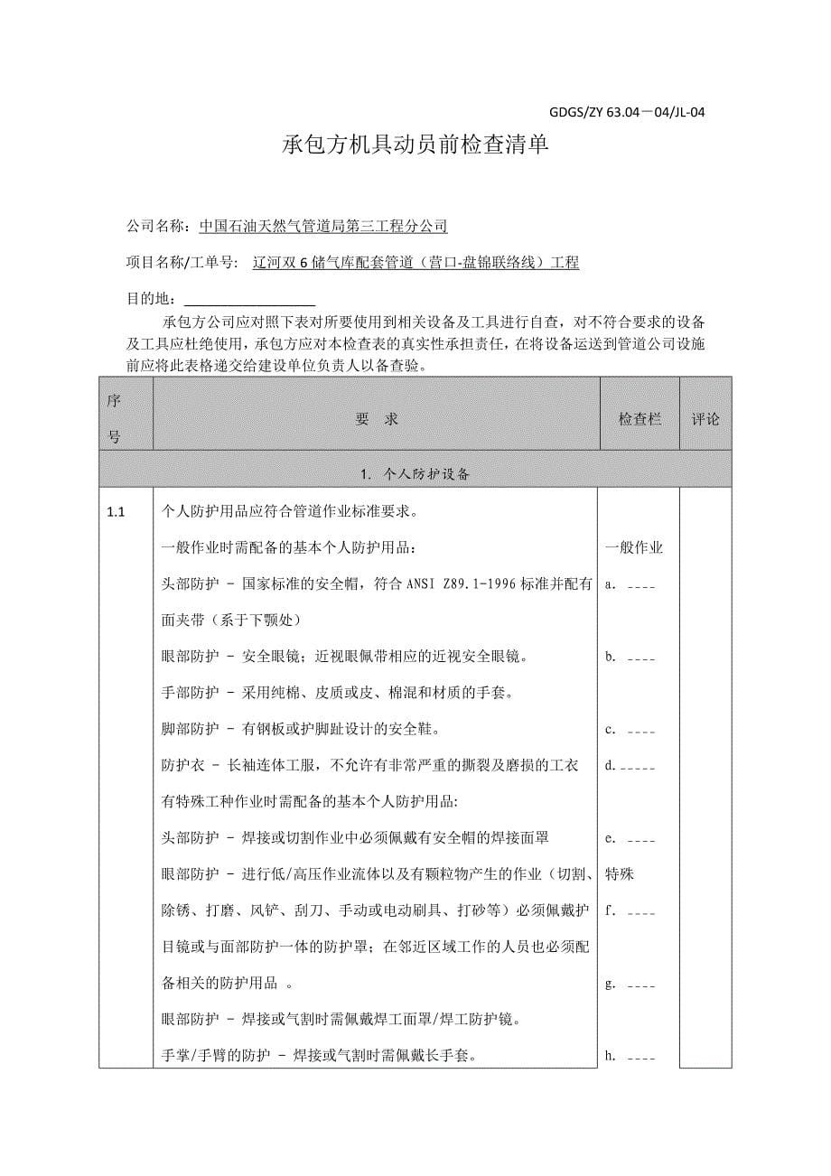 《精编》试谈承包方开工前HSE检查清单_第5页