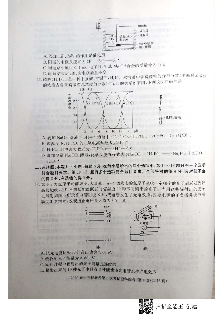 2020届十五校第二次联考理科综合能力试题_第4页