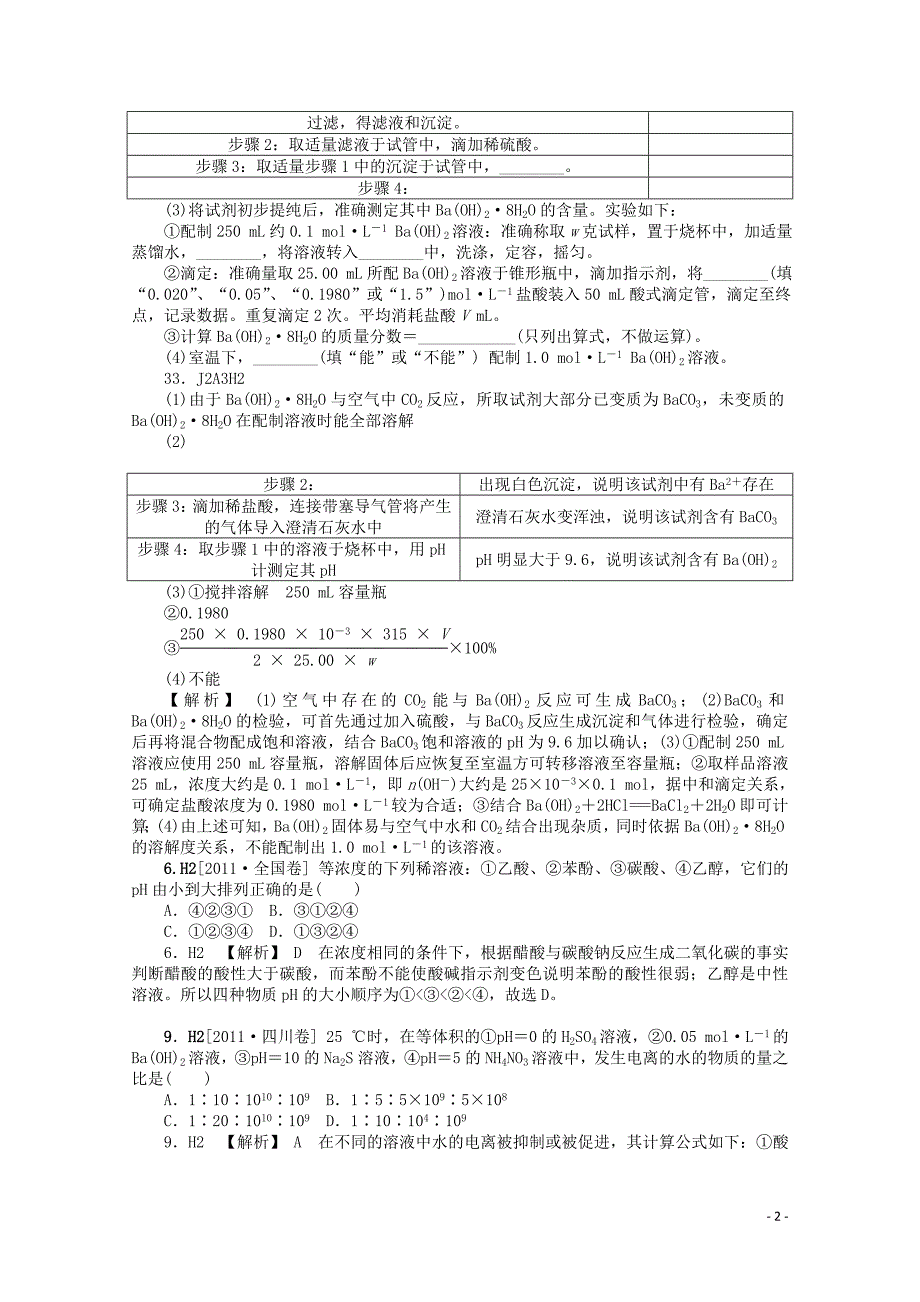 2012届高三化学一轮复习 水溶液中的离子平衡（高考真题+模拟新题）精品资料.doc_第2页