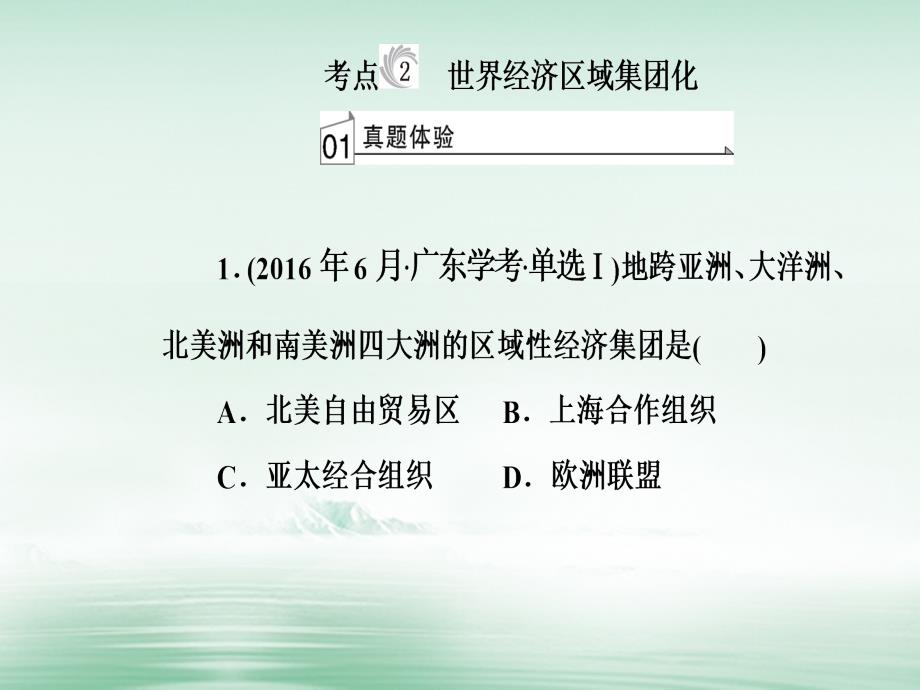 2017-2018学年高考历史一轮复习 专题十四 第二次世界大战后世界经济的全球化趋势 考点2 世界经济区域集团化课件_第2页