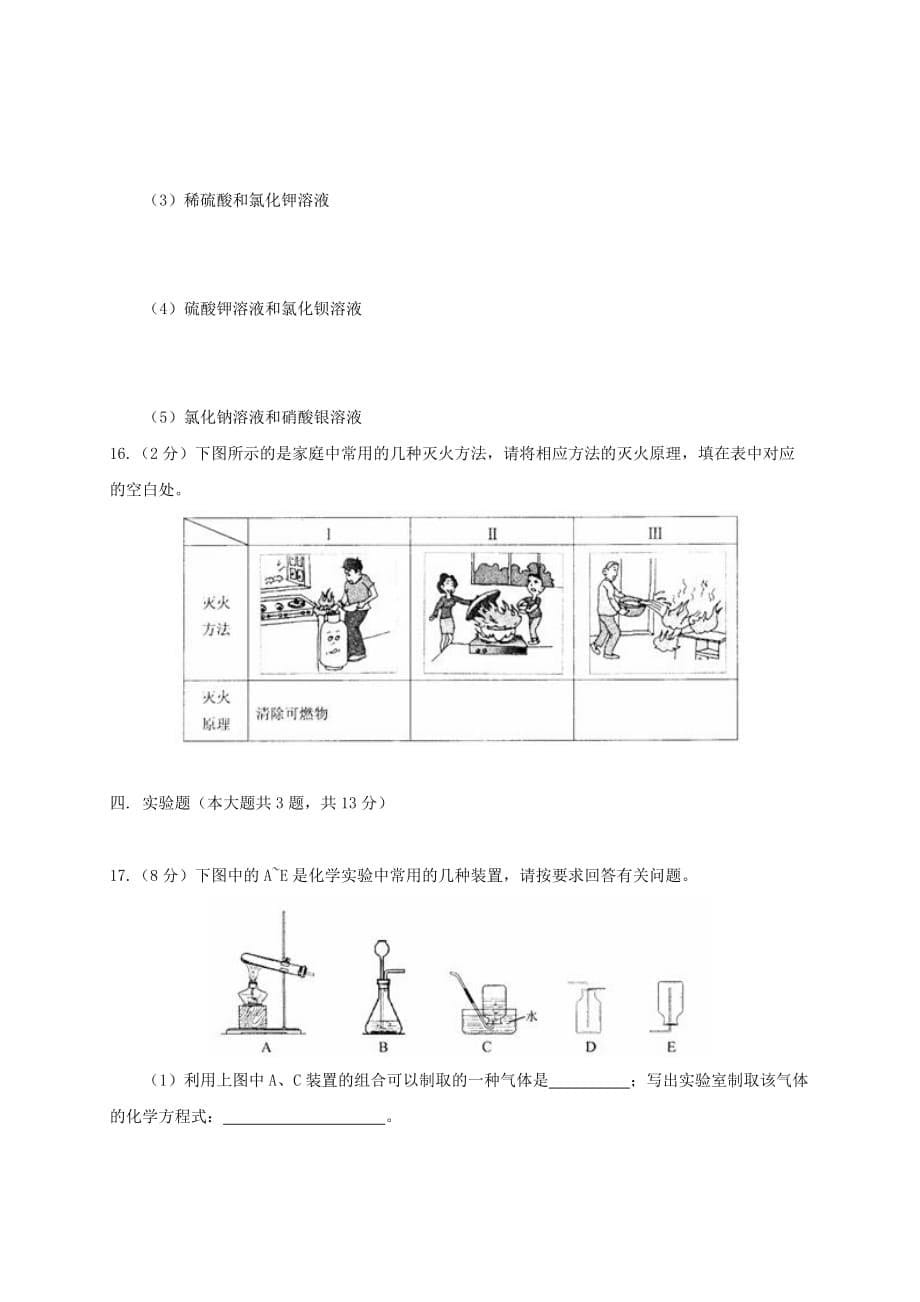 吉林省长春市农安县东北学区三校2020届九年级化学下学期第一次月考试题_第5页