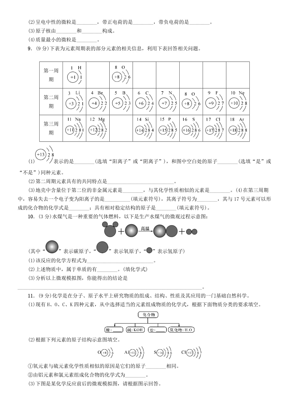 中考命题研究（贵阳）2020中考化学 阶段检测（二）物质构成的奥秘（无答案）_第2页