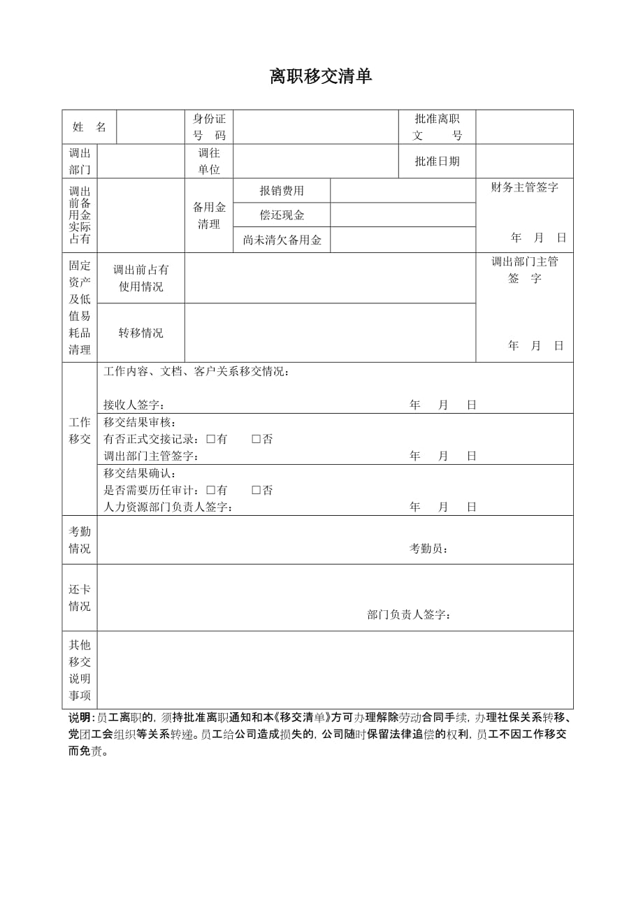 建筑行业离职移交清单_第1页