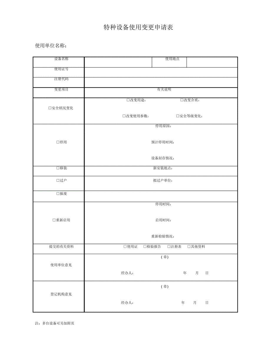 特种设备使用变更申请表 .pdf_第1页