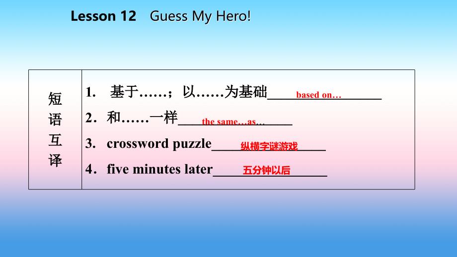 2018年秋九年级英语上册 Unit 2 Great People Lesson 12 Guess My Hero导学课件 （新版）冀教版_第4页