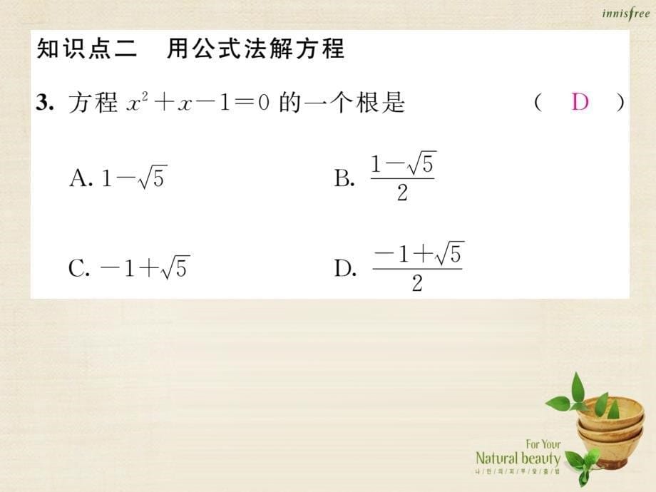 ilyAAA2016年秋九年级数学上册 22.2.3 公式法课件 （新版）华东师大版_第5页