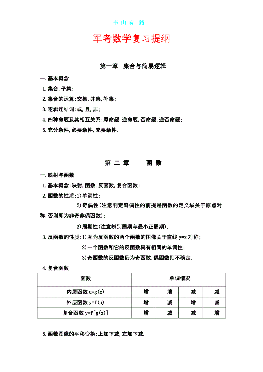 军考数学复习提纲（5.28）.pptx_第1页