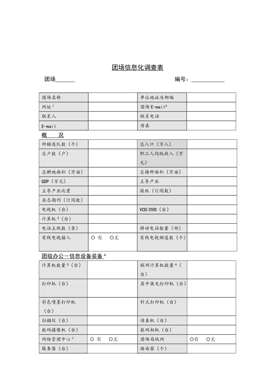 《精编》团场信息化调查表_第1页