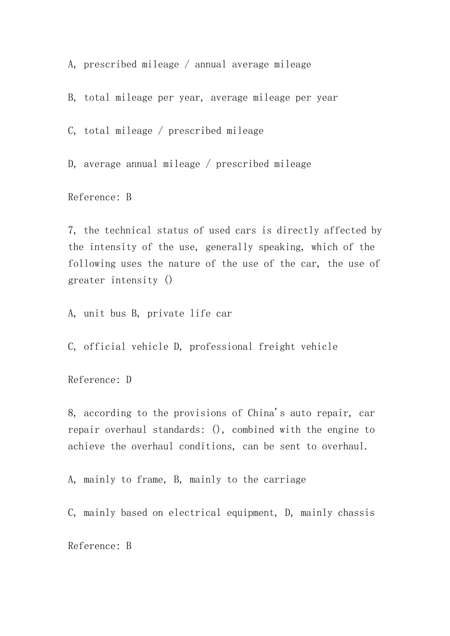 二手车评估师考试试题（Second hand car appraiser exam questions ）.doc_第3页