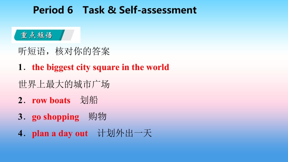 2018年秋八年级英语上册 Unit 3 A day out Period 6 Task &ampamp; Self-assessment导学课件 （新版）牛津版_第3页