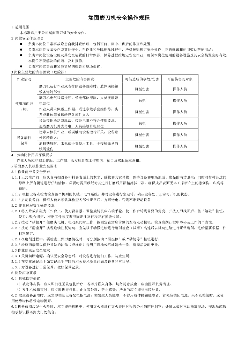 端面磨刀机安全操作规程_第1页