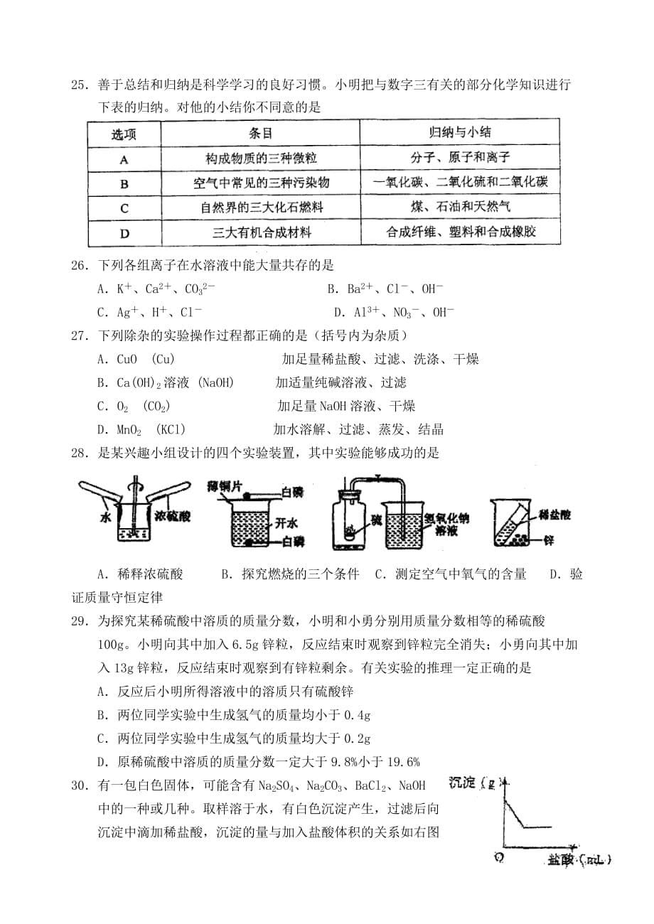 江苏省苏州立达中学2020年九年级化学二模试题 上教版_第5页