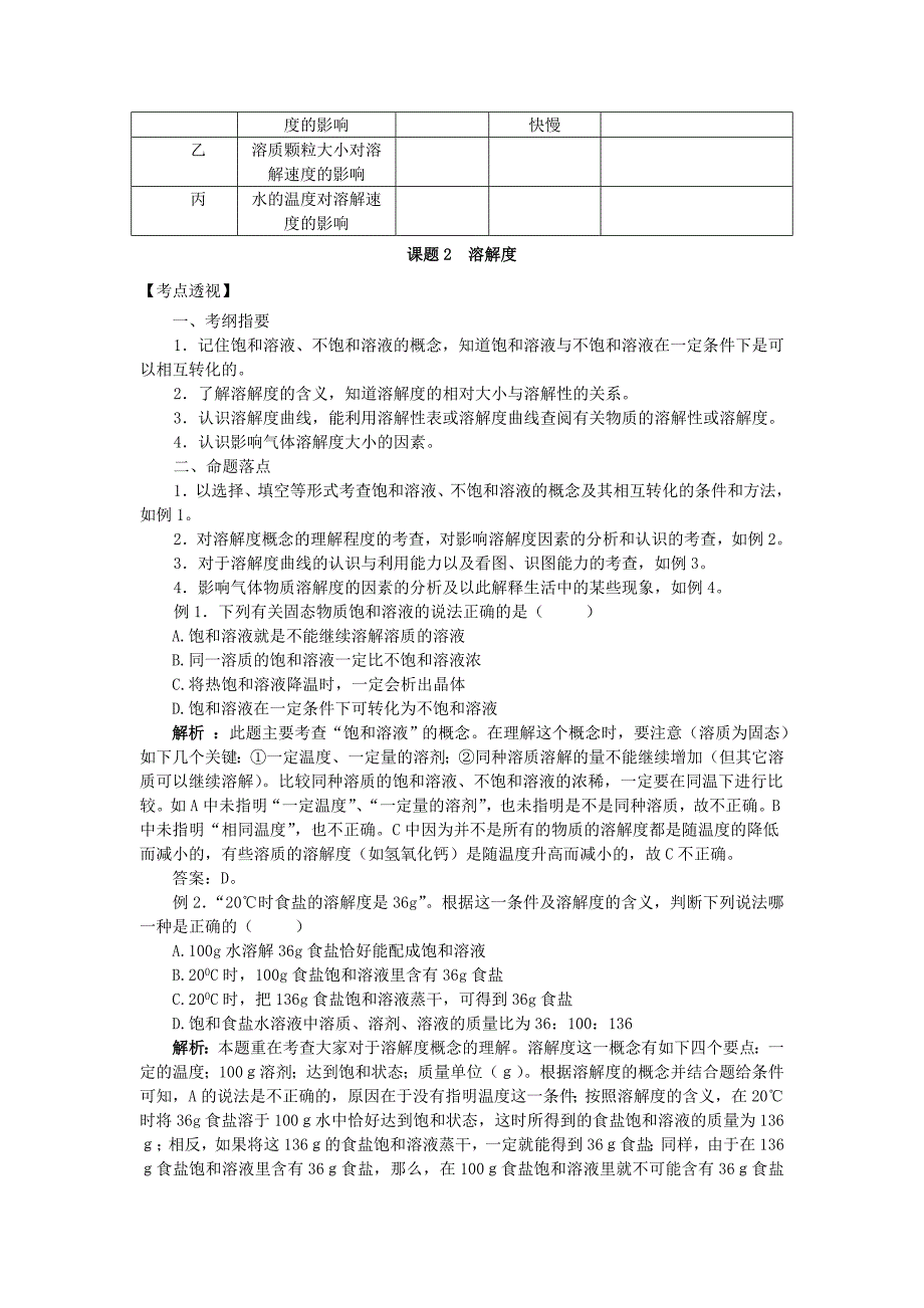 九年级化学 第九单元溶液知识点分析 人教新课标版（通用）_第4页