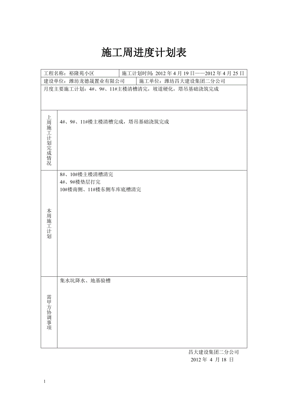 施工周进度计划表讲解材料_第1页