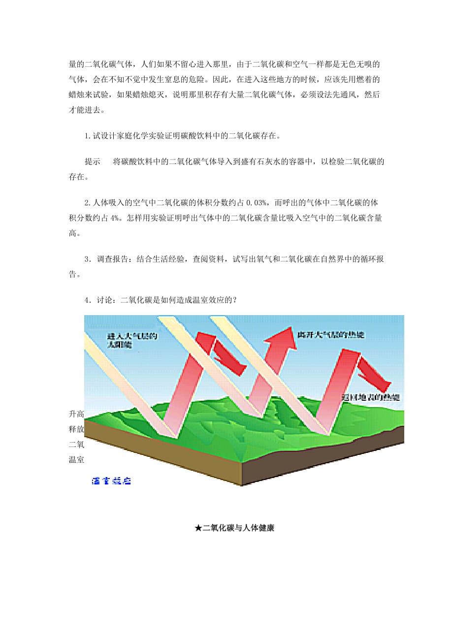 九年级化学上册 6.3 大自然中的二氧化碳 二氧化碳的课外阅读材料素材 （新版）鲁教版（通用）_第3页