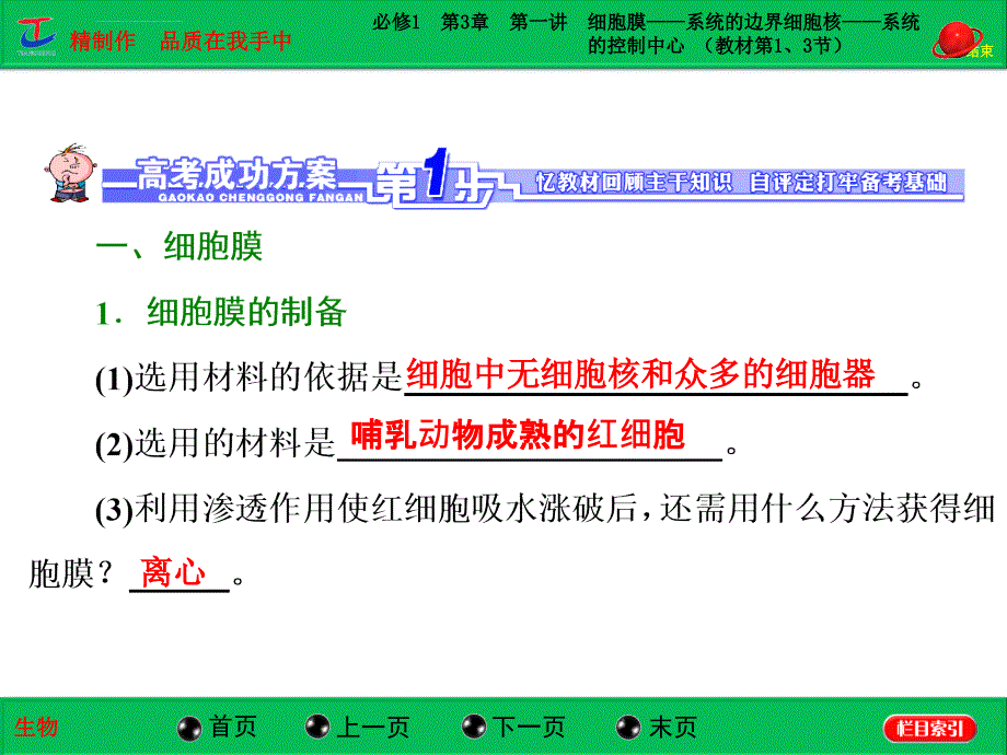 高三生物课件：必修1 第3章 第一讲 细胞膜――系统的边界 细胞核――系统的控制中心 (教材第1、3节)_第2页