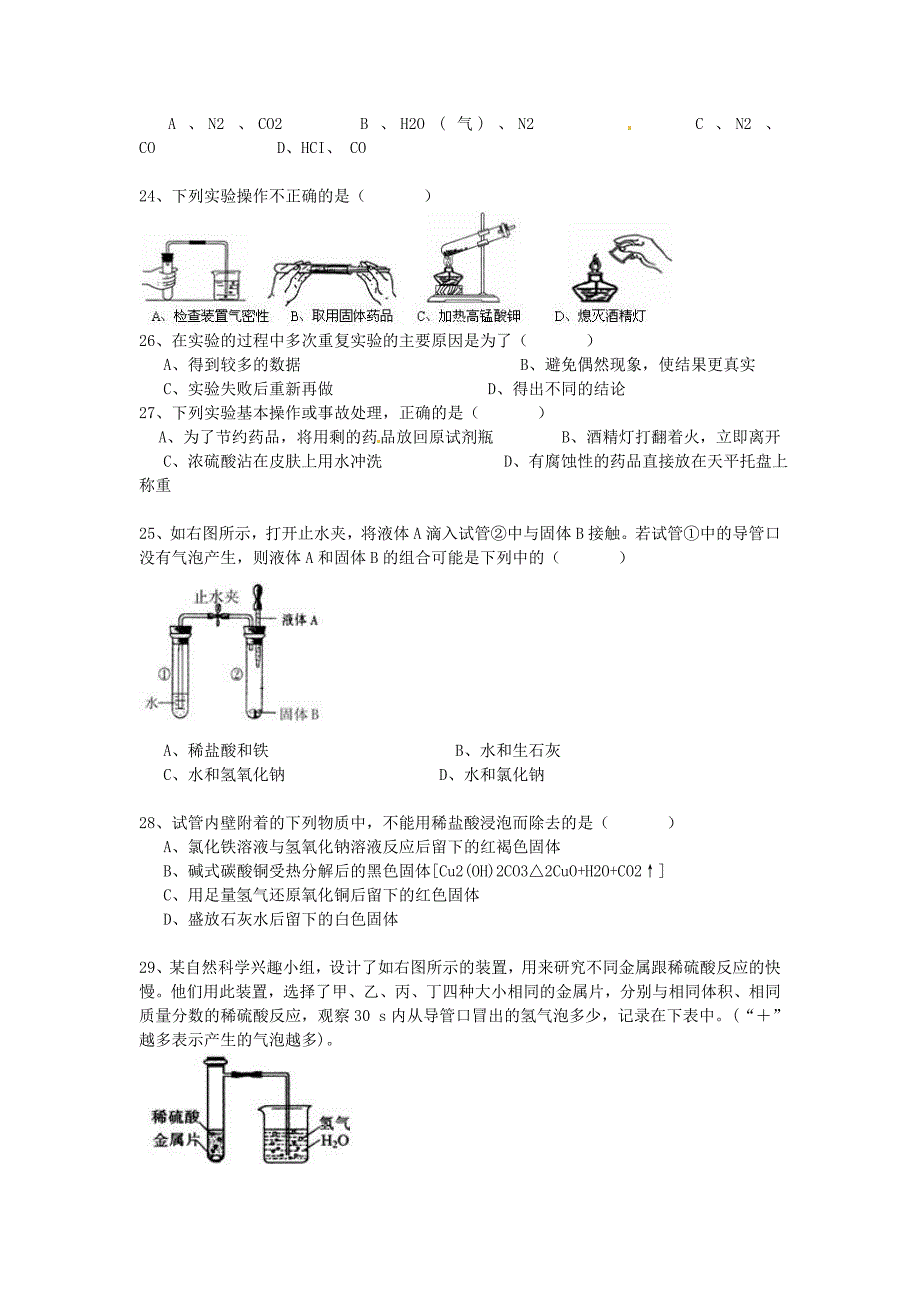 辽宁省鞍山市第十八中学2020年中考化学 选择题100精选复习_第4页