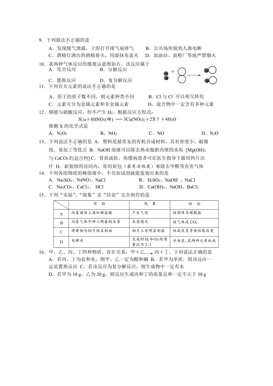 湖南省益阳市2020年中考化学真题试题（无答案）_第2页