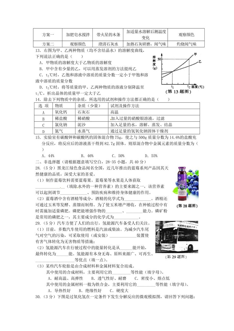 黑龙江省哈尔滨市2020年中考化学真题试题（含答案）_第3页