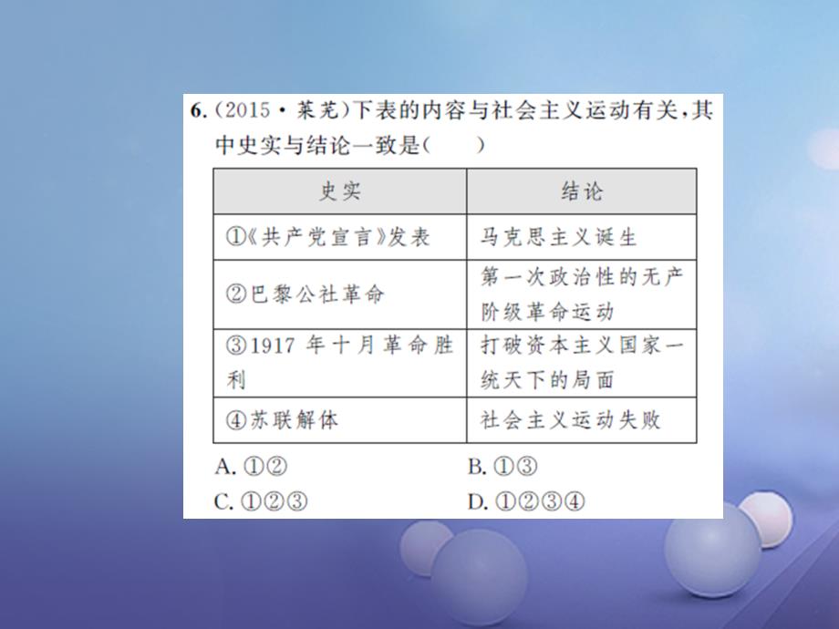 2017版中考历史 基础知识夯实 模块六 世界现代史 第三单元 社会主义国家的改革与演变课后提升课件 岳麓版_第3页