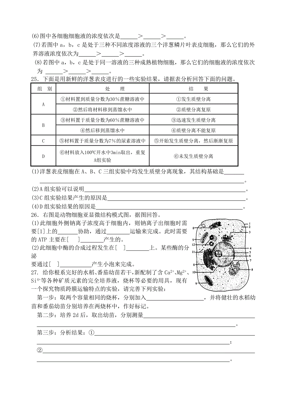 高一生物细胞的物质输入和输出练习题【优质】.doc_第4页