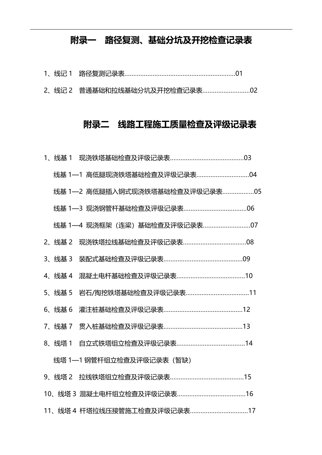 2020（建筑工程制度及套表）输电线路工程施工验收表格(四川省电力公司)_第1页