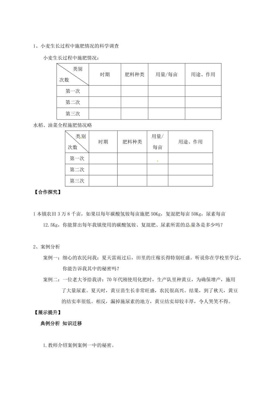 辽宁省灯塔市第二初级中学九年级化学下册 11.2 化学肥料学案（无答案）（新版）新人教版_第2页