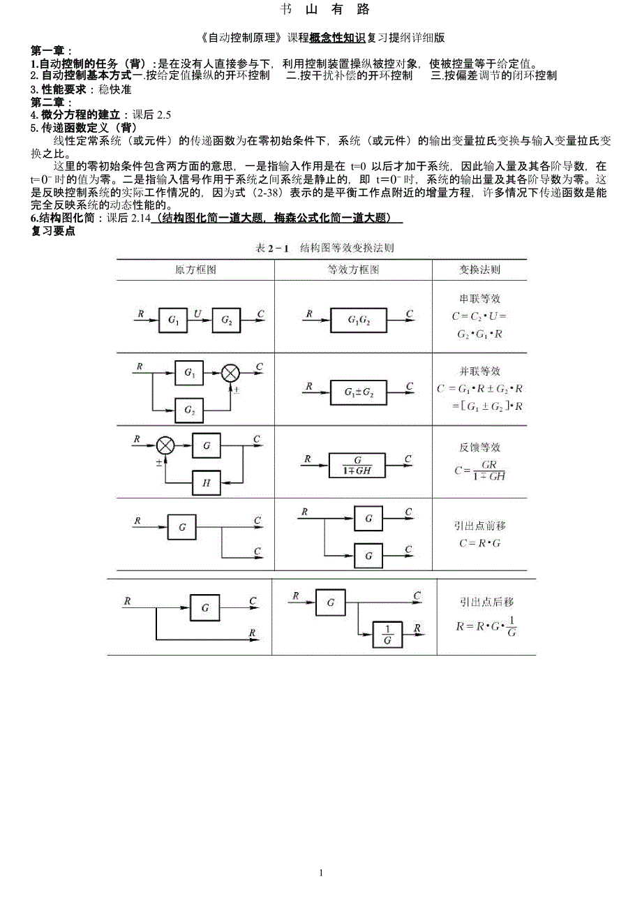 自动控制原理复习提纲(版).pptx_第1页