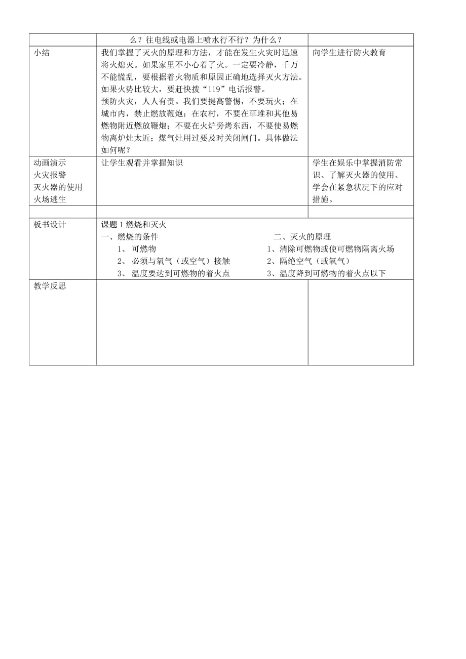 九年级化学 第七单元燃烧及灭火教案 人教新课标版（通用）_第3页