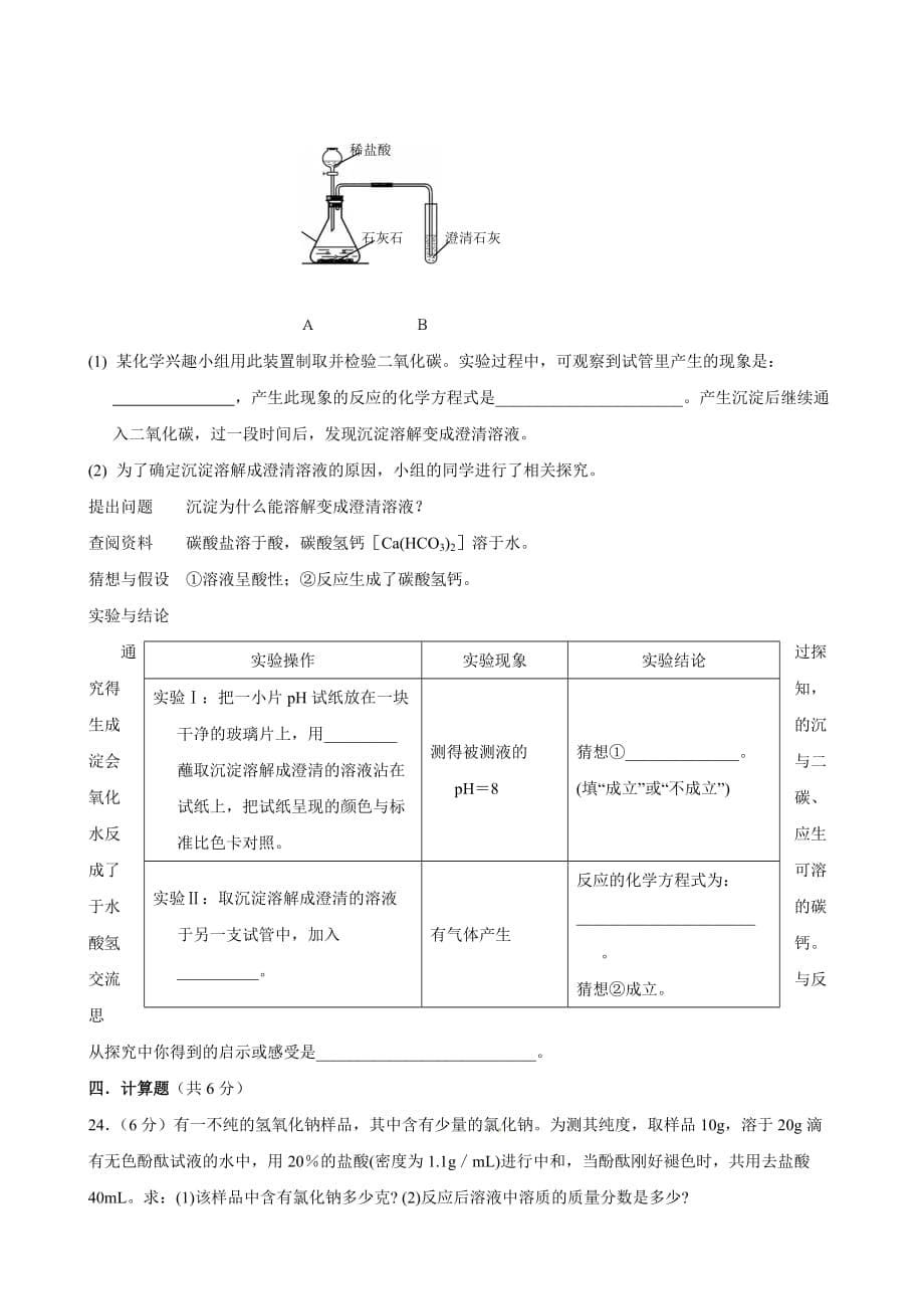 重庆市2020届九年级化学下学期期中考试试题人教版_第5页