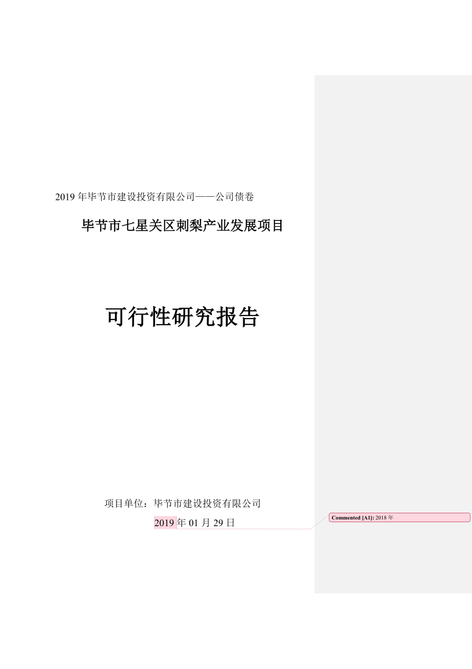 毕节建设集团刺梨产业发展项目可行性研究报告_第1页