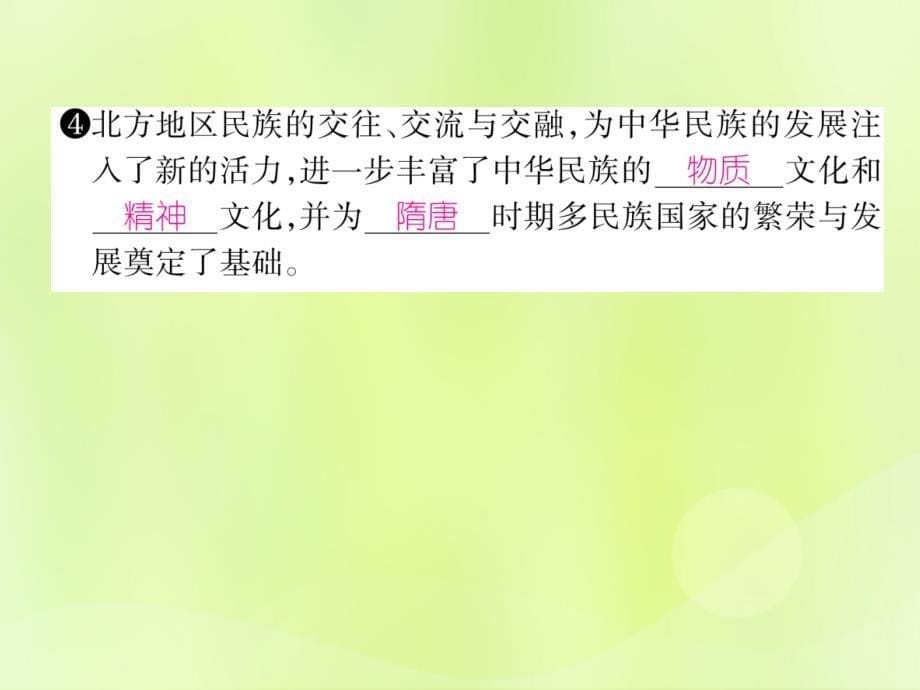 2018年秋七年级历史上册 第4单元 三国两晋南北朝时期 政权分立与民族交融 第19课 北魏政治和北方民族大交融作业课件 新人教版_第5页