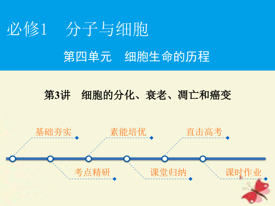 2017高考生物大一轮复习 第4单元 细胞生命的历程 第3讲 细胞的分化、衰老、凋亡和癌变课件（必修1）_第1页