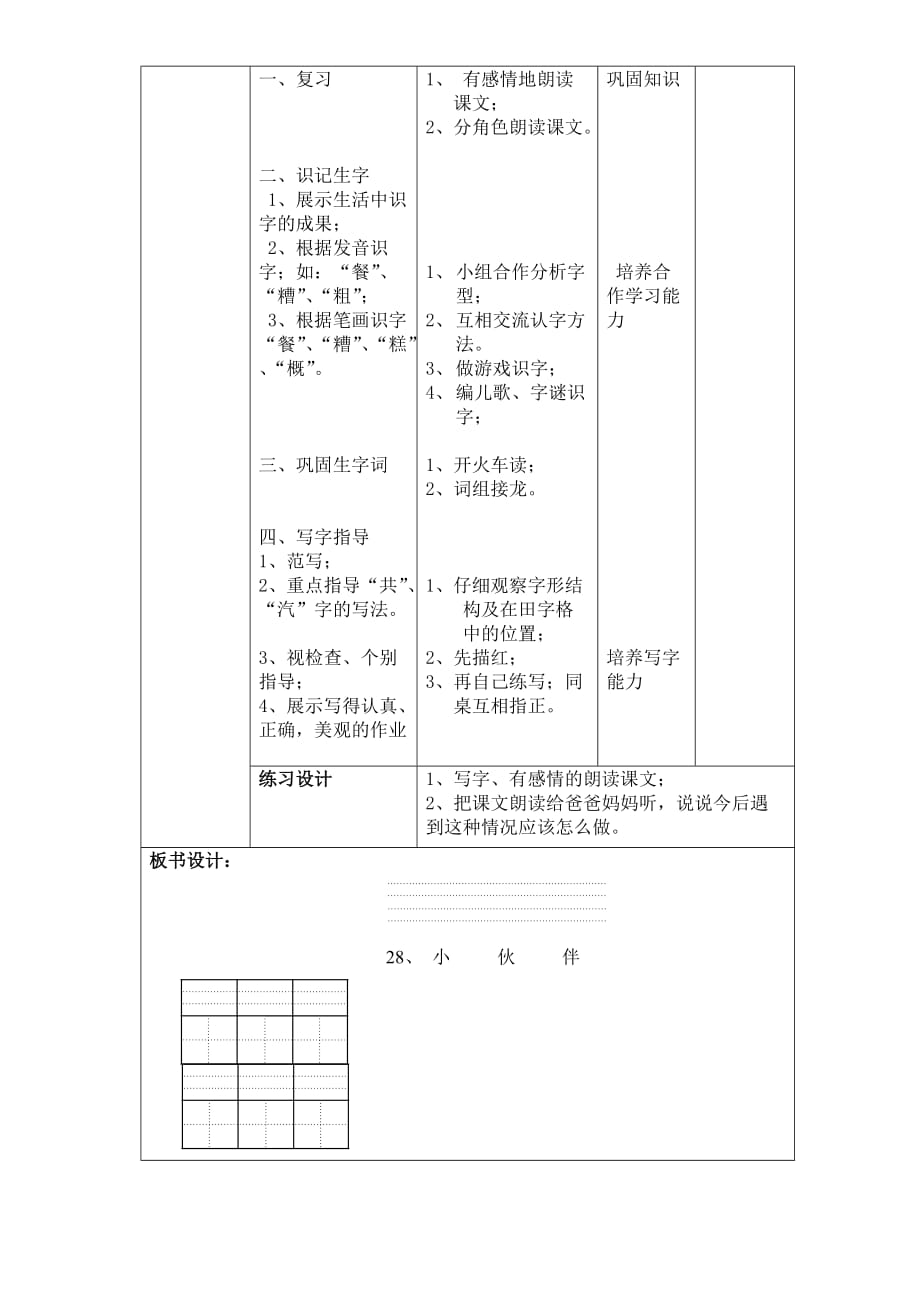 人教版小学语文一年级下册28小伙伴教案- 精品_第3页