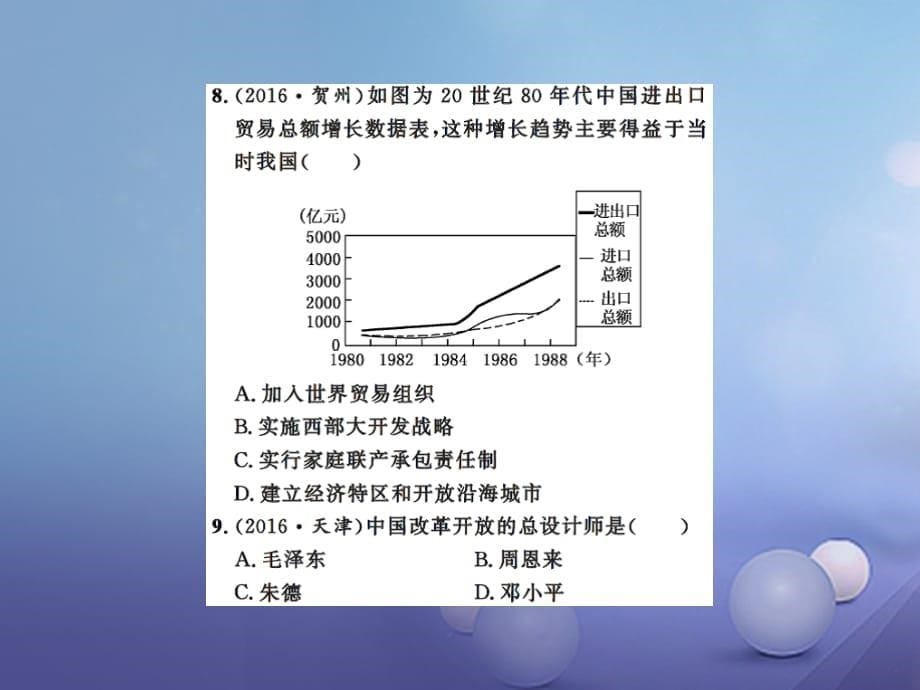 2017版中考历史总复习 模块三 中国现代史 第三单元 建设有中国特色的社会主义课时提升课件_第5页