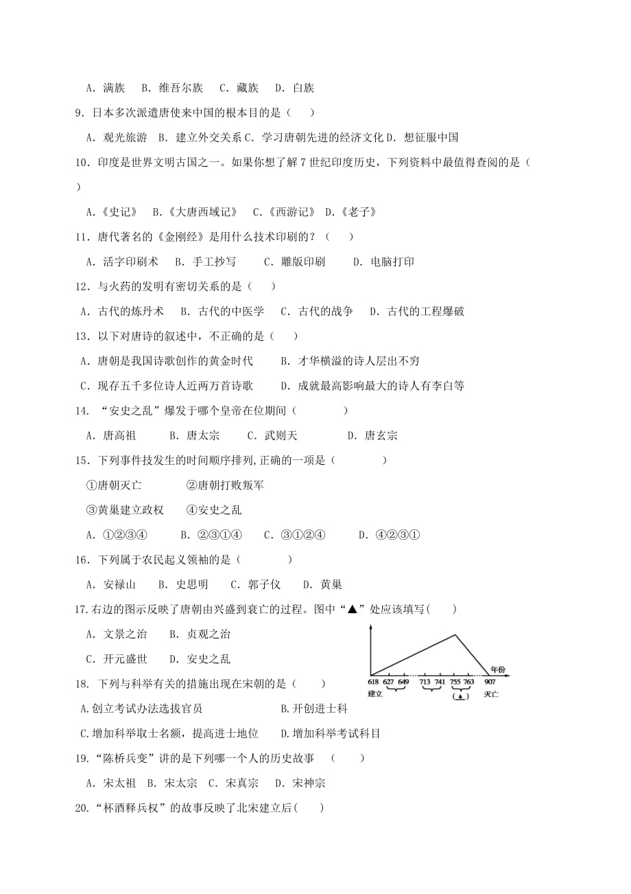 广东省佛山市顺德区2020学年七年级历史3月月考试题_第2页