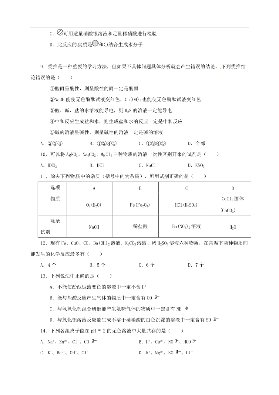 重庆市南开（融侨）中学初2020届九年级化学下学期阶段测试一_第2页