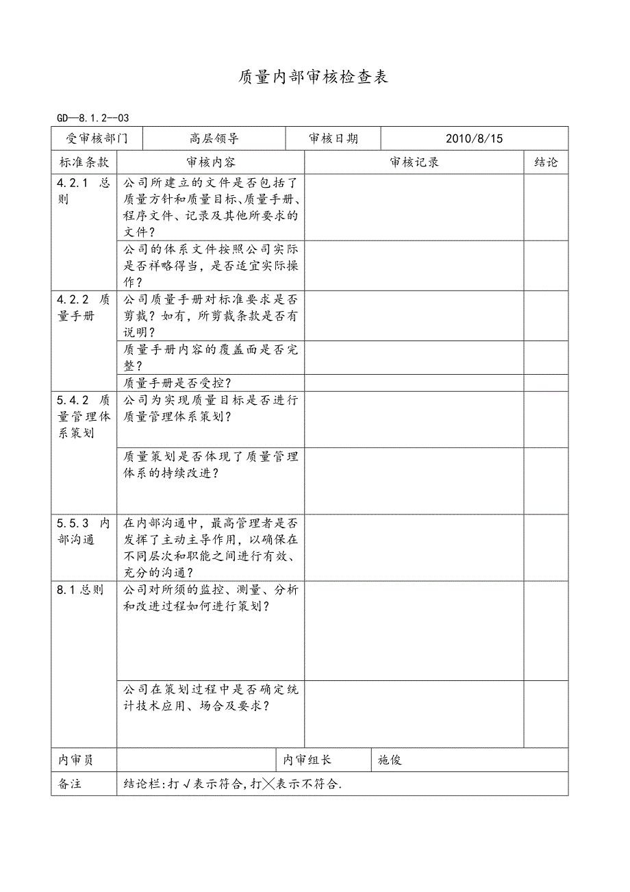 《精编》质量内部审核检查表汇编_第4页