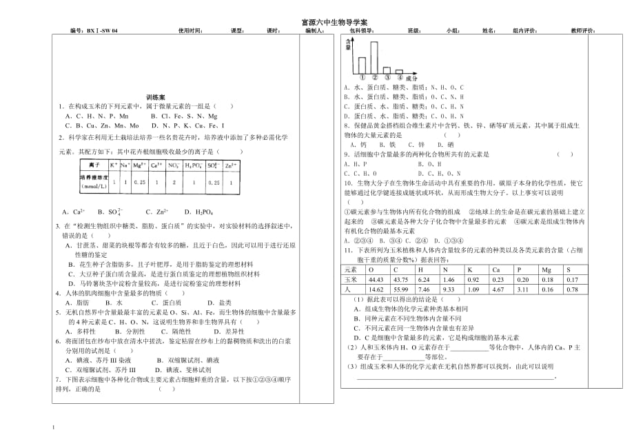 细胞中的元素和化合物培训资料_第2页